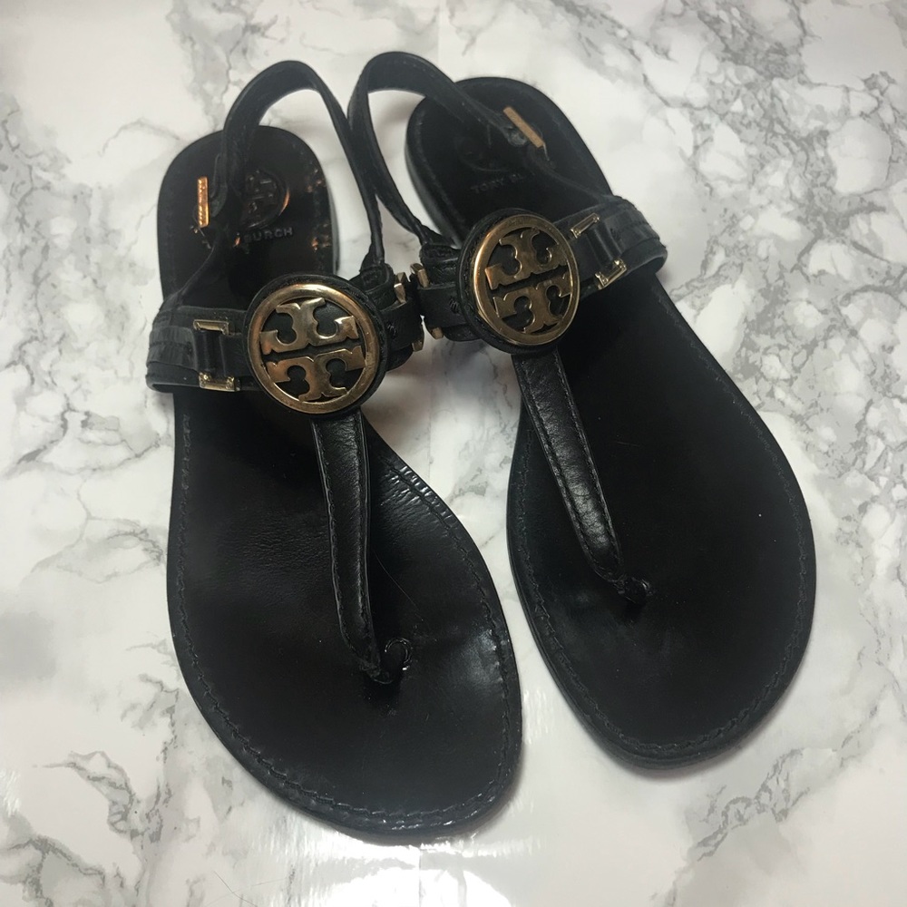 Tory Burch Cassia Black Thong Sandals Strap 10